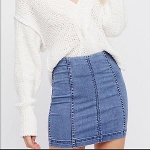 Free People Modern Femme Mini Jean Skirt
